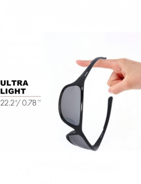 Sport Polarized Sunglasses Protection Lightweight - 03-shiny Black Frame Flash Mirror Lens - C61967AA6OE $17.95