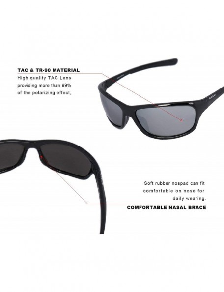 Sport Polarized Sunglasses Protection Lightweight - 03-shiny Black Frame Flash Mirror Lens - C61967AA6OE $17.95