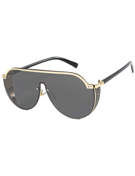 Square 2019 new fashion half frame punk unisex brand retro luxury men's driving sunglasses UV400 - Gold&grey - CJ18SZH0DME $1...