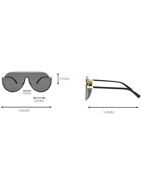 Square 2019 new fashion half frame punk unisex brand retro luxury men's driving sunglasses UV400 - Gold&grey - CJ18SZH0DME $1...