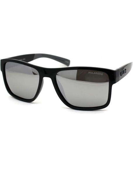 Sport Mens Color Mirror Kush Sport Rectangular Horn Rim Sunglasses - Black Grey Silver Mirror - CR18ZDX844E $14.22