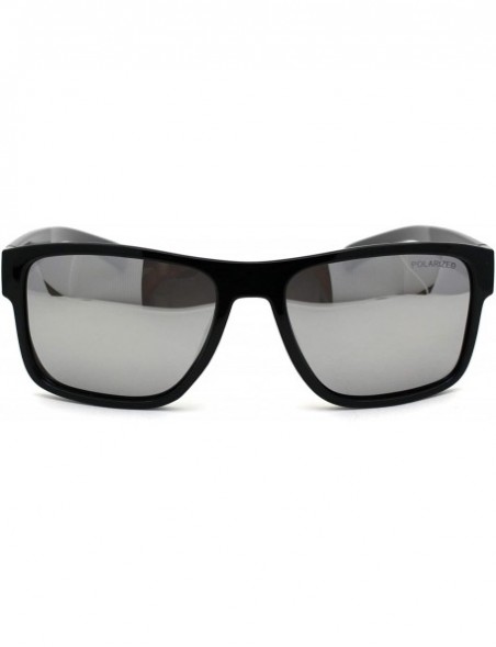 Sport Mens Color Mirror Kush Sport Rectangular Horn Rim Sunglasses - Black Grey Silver Mirror - CR18ZDX844E $14.22