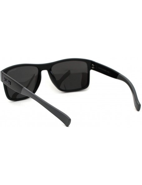 Sport Mens Color Mirror Kush Sport Rectangular Horn Rim Sunglasses - Black Grey Silver Mirror - CR18ZDX844E $14.22