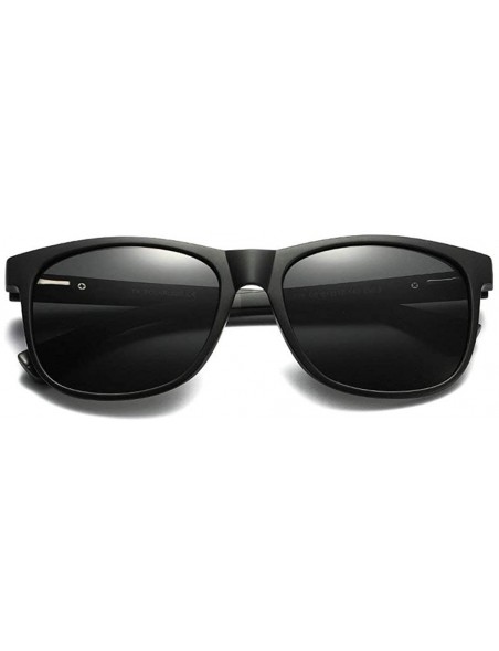 Goggle Fashion Trend Brand Designer TR90 Square Frame Men Polarized Sunglasses UV400 - Black - CQ18TND3989 $13.58