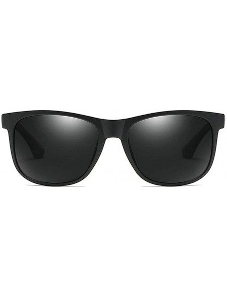 Goggle Fashion Trend Brand Designer TR90 Square Frame Men Polarized Sunglasses UV400 - Black - CQ18TND3989 $13.58