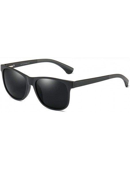 Goggle Fashion Trend Brand Designer TR90 Square Frame Men Polarized Sunglasses UV400 - Black - CQ18TND3989 $13.58