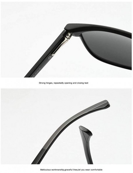 Goggle Fashion Trend Brand Designer TR90 Square Frame Men Polarized Sunglasses UV400 - Black - CQ18TND3989 $13.58