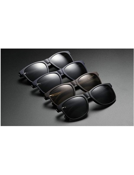 Goggle Fashion Trend Brand Designer TR90 Square Frame Men Polarized Sunglasses UV400 - Black - CQ18TND3989 $13.58