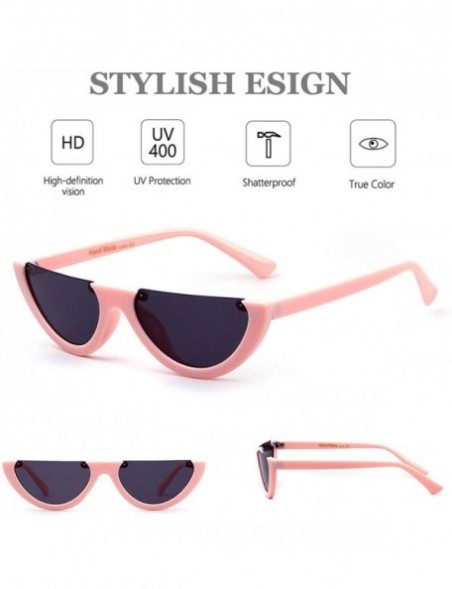 Goggle Clout Goggles Cat Eye Sunglasses Half Frame Vintage Mod Style Retro Kurt Cobain Eyewear - Pink - CK18E3CYHZ7 $7.62