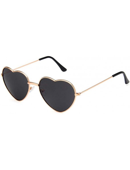 Rimless Women Cute Heart Shape Metal Frame Sunglasses with Case UV400 Protection - Gold Frame/Grey Lens - CF18WMHGXTU $8.55