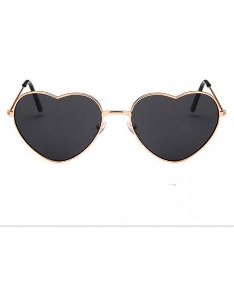 Rimless Women Cute Heart Shape Metal Frame Sunglasses with Case UV400 Protection - Gold Frame/Grey Lens - CF18WMHGXTU $8.55