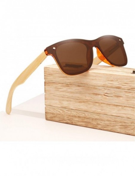 Oval Bamboo Sunglasses Wood Polarized Glasses Sunglasses Wooden Sun Glasses - Blue Bamboo - CT194OGR5O6 $38.27