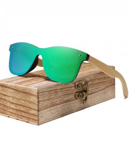 Oval Bamboo Sunglasses Wood Polarized Glasses Sunglasses Wooden Sun Glasses - Blue Bamboo - CT194OGR5O6 $38.27