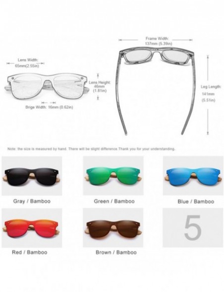 Oval Bamboo Sunglasses Wood Polarized Glasses Sunglasses Wooden Sun Glasses - Blue Bamboo - CT194OGR5O6 $38.27