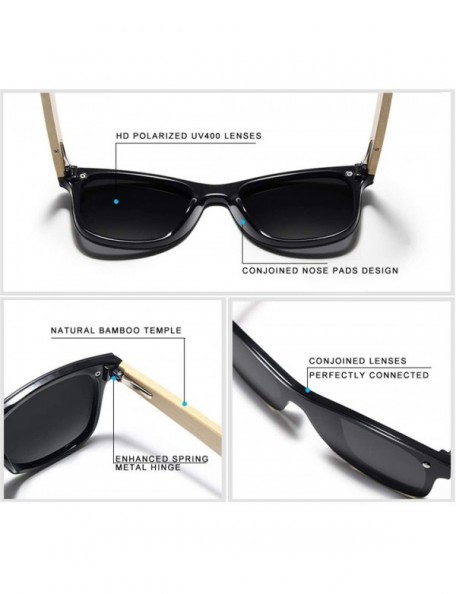 Oval Bamboo Sunglasses Wood Polarized Glasses Sunglasses Wooden Sun Glasses - Blue Bamboo - CT194OGR5O6 $38.27