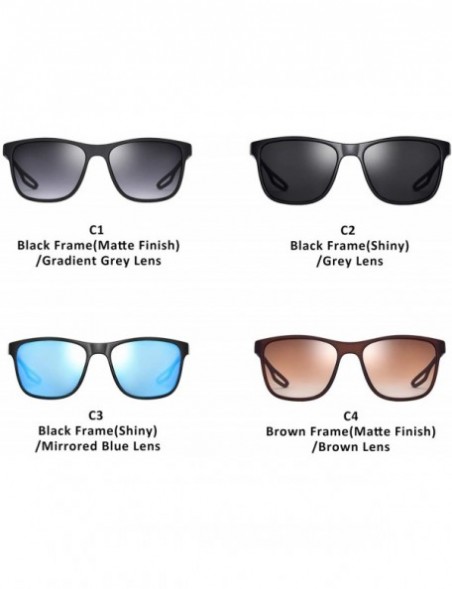 Square Fashion Sports Sunglasses for Men 2020 Style MS51808 - Black Frame(shiny)/Grey Lens - CD18Z7HSI9L $7.97