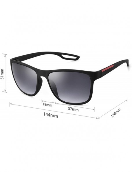 Square Fashion Sports Sunglasses for Men 2020 Style MS51808 - Black Frame(shiny)/Grey Lens - CD18Z7HSI9L $7.97