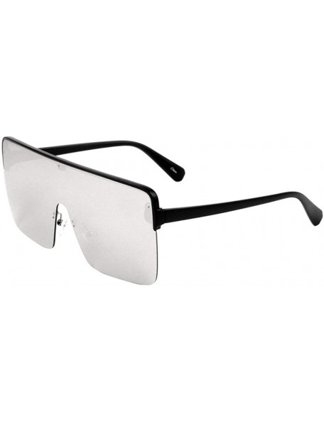 Shield Rimless Rectangular One Piece Lens Shield Flat Top Sunglasses - Grey - CW197A55MM9 $15.47