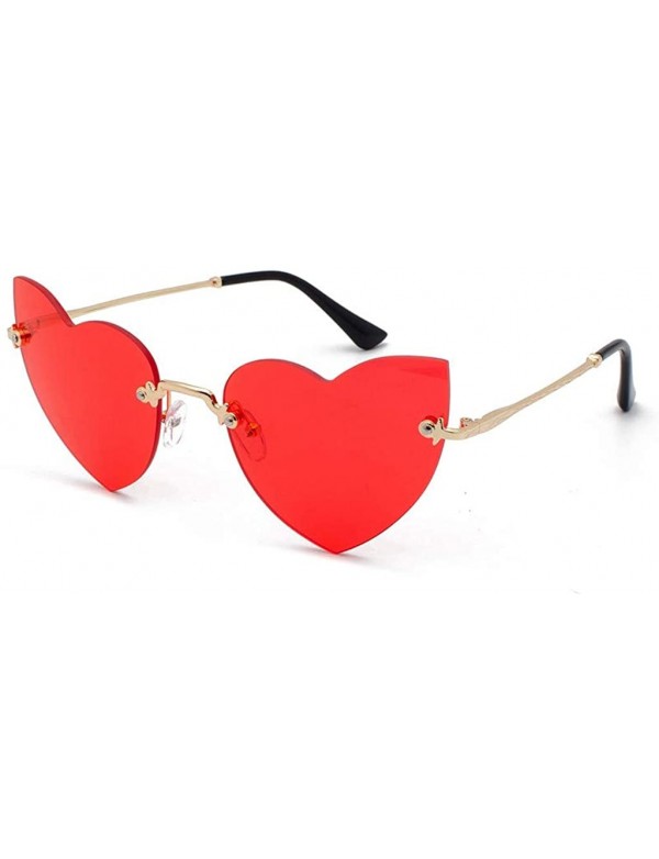 Oval Polarized Protection Sunglasses Rimless Sunglass - Red - CM1902YISG7 $11.38