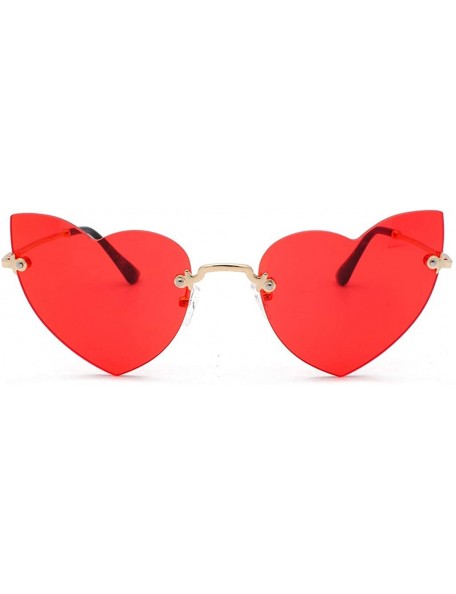 Oval Polarized Protection Sunglasses Rimless Sunglass - Red - CM1902YISG7 $11.38