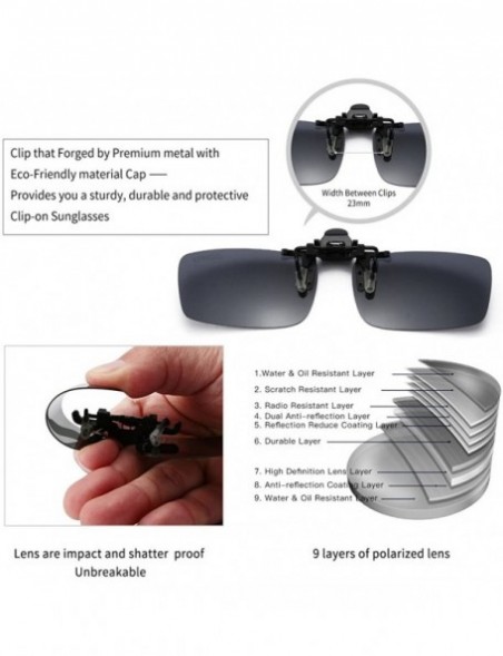 Goggle Polarized Clip-on Flip Up Metal Clip Rimless Sunglasses for Prescription Glasses - Black - CK17YHCQT5Q $11.01