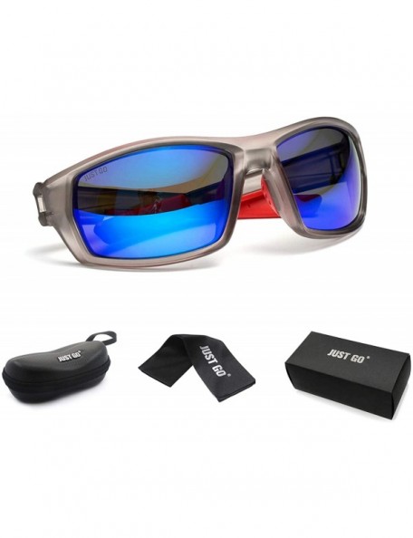 Sport Men's Polarized Lens Sports Sunglasses - Grey Frame Revo Blue Lenses - CK18EHTAIZQ $10.88
