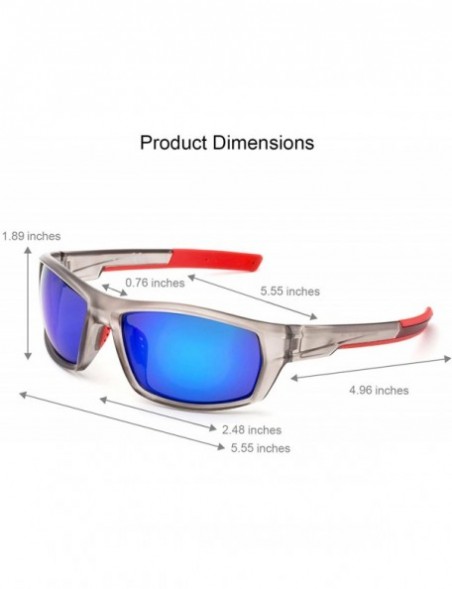 Sport Men's Polarized Lens Sports Sunglasses - Grey Frame Revo Blue Lenses - CK18EHTAIZQ $10.88