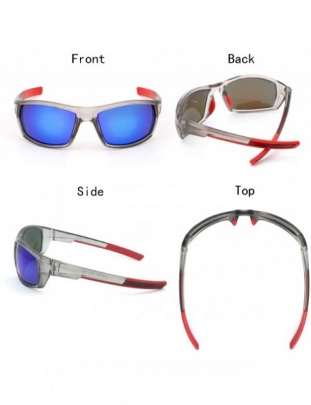 Sport Men's Polarized Lens Sports Sunglasses - Grey Frame Revo Blue Lenses - CK18EHTAIZQ $10.88