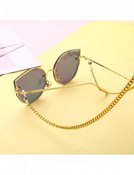 Round Unisex Glasses Chain + Gold Frame Powder + Glasses Case Glasses Cloth Set Vintage Round Sunglasses (A) - CJ1973DXCL6 $2...