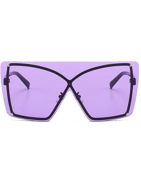 Oversized new fashion big frame frameless metal frame unisex brand fashion designer sunglasses - Purple - CB18X2360UK $16.08