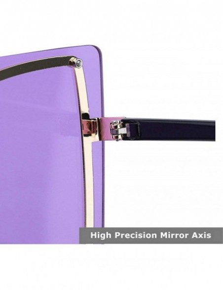 Oversized new fashion big frame frameless metal frame unisex brand fashion designer sunglasses - Purple - CB18X2360UK $16.08