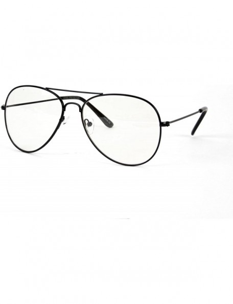 Sport Gravity's Non-Prescription Premium Aviator Clear Lens Glasses - Black - CP113IKBKJ1 $11.81