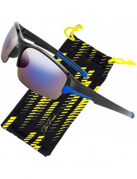Sport Half Frame Sports Sunglasses for Men Women Baseball Cycling Running - S602-shiny Black - C418EMN5O2T $30.67