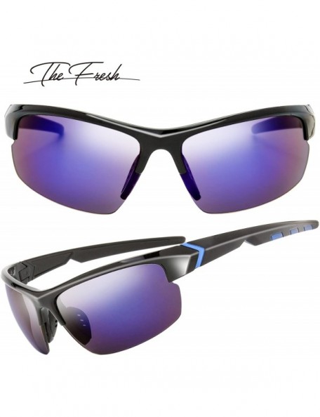 Sport Half Frame Sports Sunglasses for Men Women Baseball Cycling Running - S602-shiny Black - C418EMN5O2T $17.23