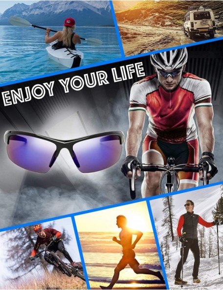 Sport Half Frame Sports Sunglasses for Men Women Baseball Cycling Running - S602-shiny Black - C418EMN5O2T $17.23