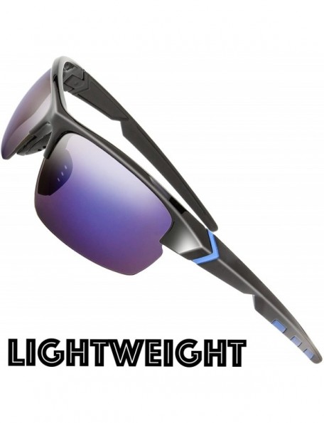 Sport Half Frame Sports Sunglasses for Men Women Baseball Cycling Running - S602-shiny Black - C418EMN5O2T $17.23