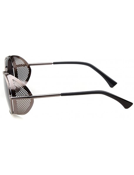 Goggle STY056 Metal Frame Mesh Fold-in Side Shield Round 52mm Sunglasses - C3-grey+grey - C012EWY36JD $23.89