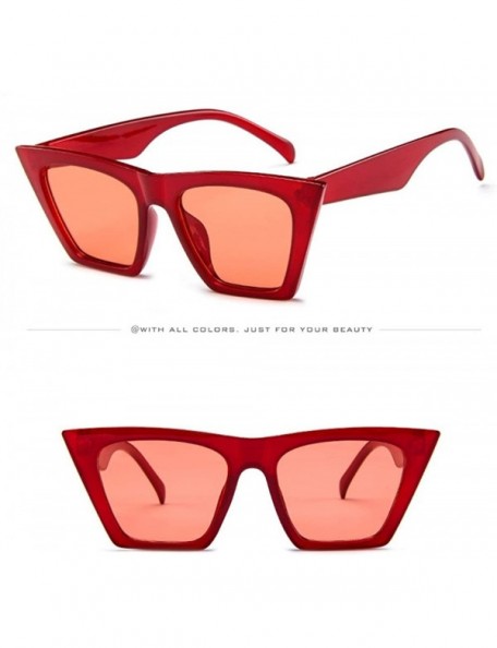 Oversized Fashion Women Ladies Candy Colored Goggles Oversized Sunglasses Vintage Retro Cat Eye Sun Glasses - Red - CO18RI7LG...