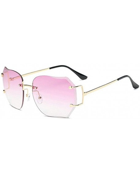 Wrap Hot Oversized Rimless Sunglasses Women Clear Lens Eyewear - Gold-light Pink - CT182TMAEHX $12.20