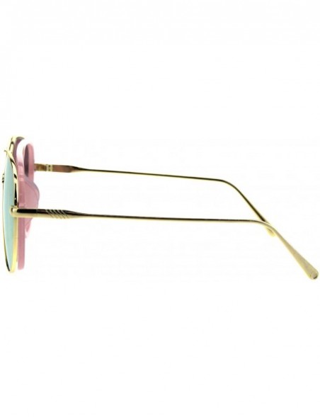 Oversized Mens Trendy Retro Metal Rim Shield Bridge Racer Officer Sunglasses - Gold Pink - CY18GQ39IE9 $13.12