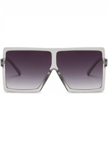 Cat Eye Square Oversized Sunglasses for Women Men Flat Top Fashion Shades - Clear Gray Frame- Gray Lens - CJ18SRZIY9R $8.79