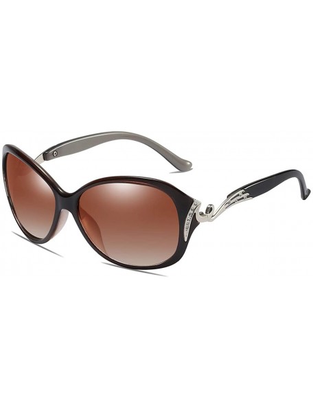 Semi-rimless Polarized TAC Sunglasses for Women Vintage Big Frame Ladies Shades UV400 Sun Glasses - B - CQ198O363ZI $31.60