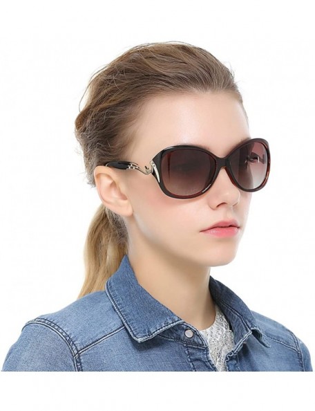 Semi-rimless Polarized TAC Sunglasses for Women Vintage Big Frame Ladies Shades UV400 Sun Glasses - B - CQ198O363ZI $21.35