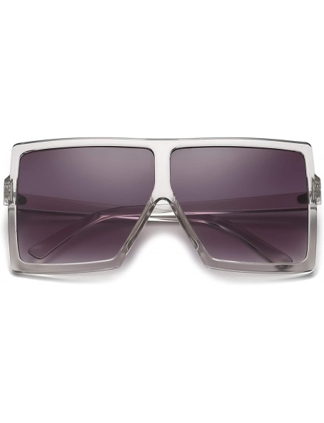 Cat Eye Square Oversized Sunglasses for Women Men Flat Top Fashion Shades - Clear Gray Frame- Gray Lens - CJ18SRZIY9R $8.79