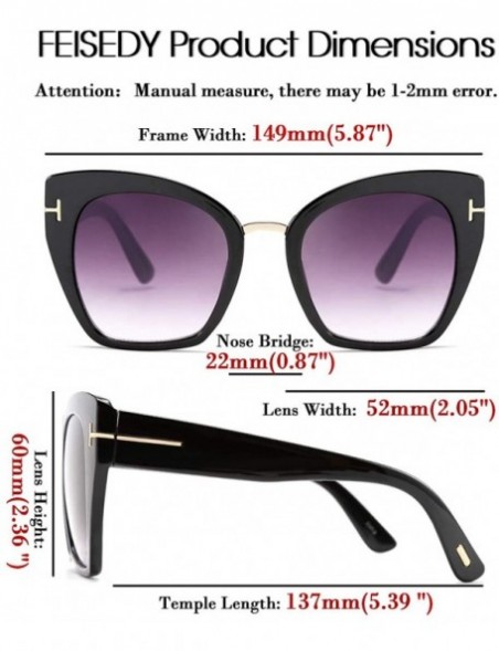 Goggle Retro Oversized Cateye Sunglasses Leopard Frame with Delicate Metal T-SIGN for Women B2576 - 2 - CK196H44Y02 $15.37