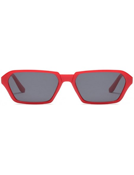 Square Vintage Rectangle Sunglasses Small Frame Women Square Fashion Eyewear - Red - CU18DW0OCML $9.65