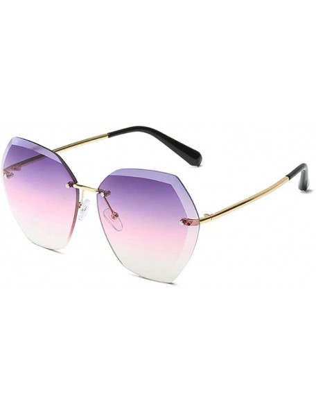 Round Sunglasses Women's Diamond Inlaid Tide Round Face Street Shot Sunscreen UV Protection Sunglasses - Purple - CR199903QDK...