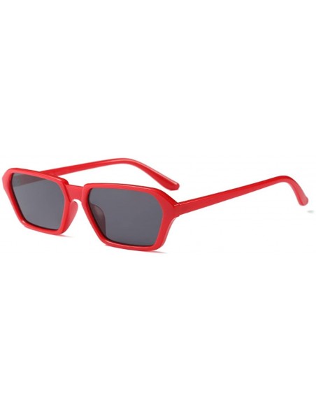 Square Vintage Rectangle Sunglasses Small Frame Women Square Fashion Eyewear - Red - CU18DW0OCML $9.65