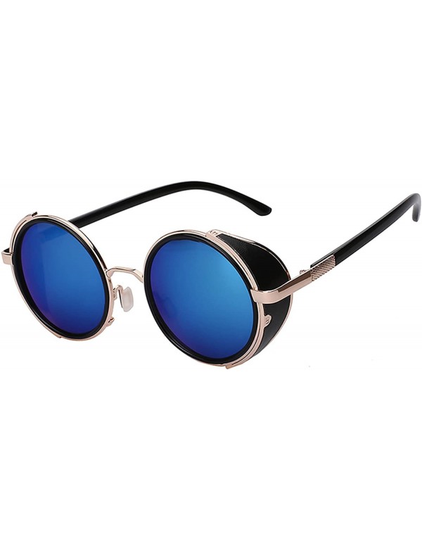 Round Steampunk Retro Gothic Vintage Colored Metal Round Circle Frame Sunglasses Colored Lens - C0186TGTUHG $12.14