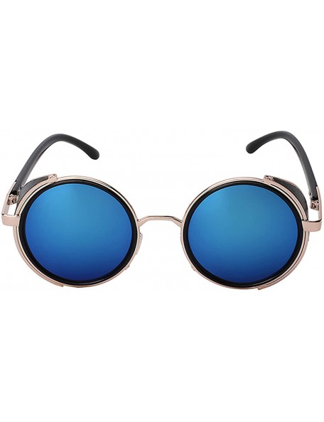 Round Steampunk Retro Gothic Vintage Colored Metal Round Circle Frame Sunglasses Colored Lens - C0186TGTUHG $12.14